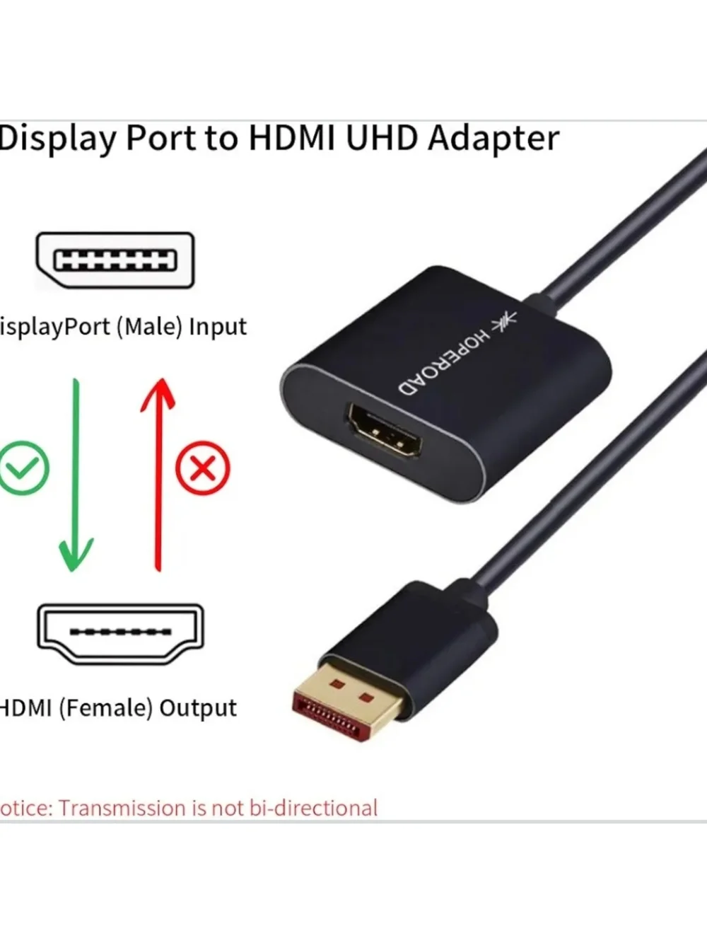 Black DisplayPort to HDMI 4K HDMI Adapter (HopeRoad)